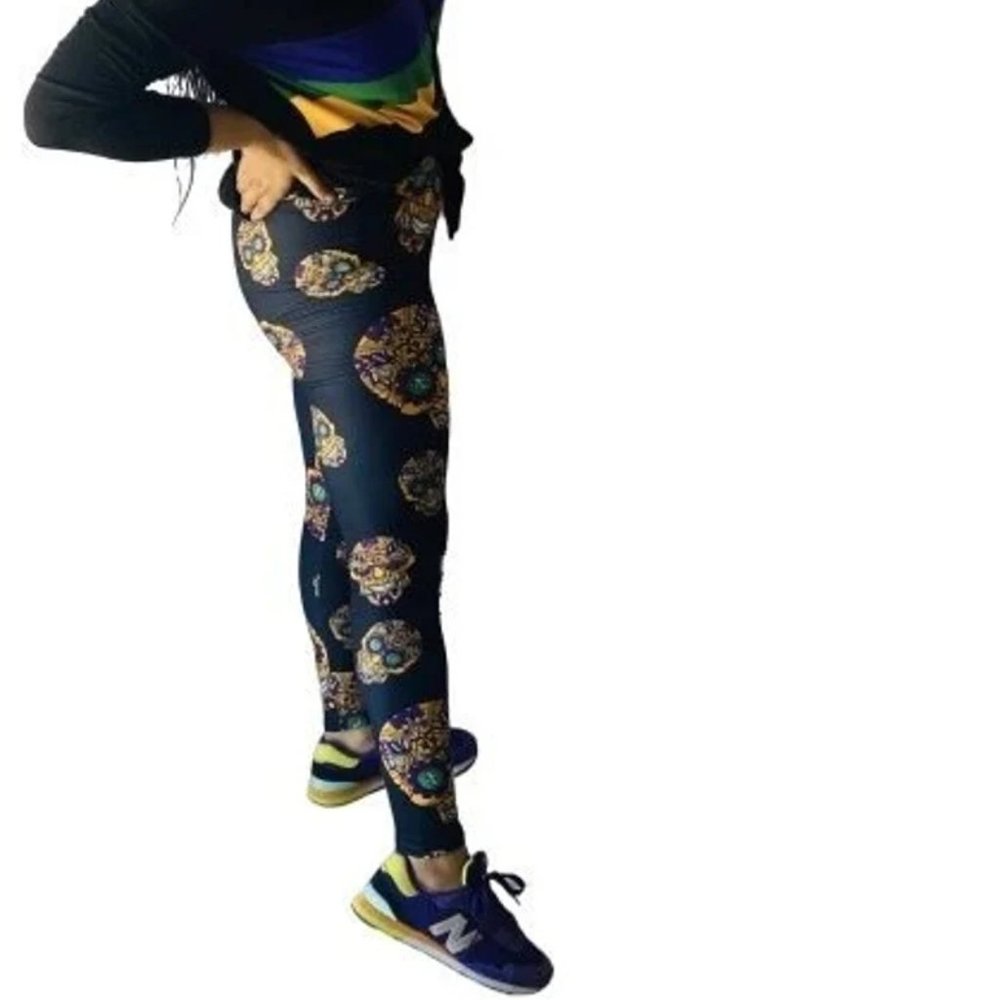 Mardi Gras Leggings~Mardi Gras Sugar Skull Leggings~Mardi Gras Plus Size